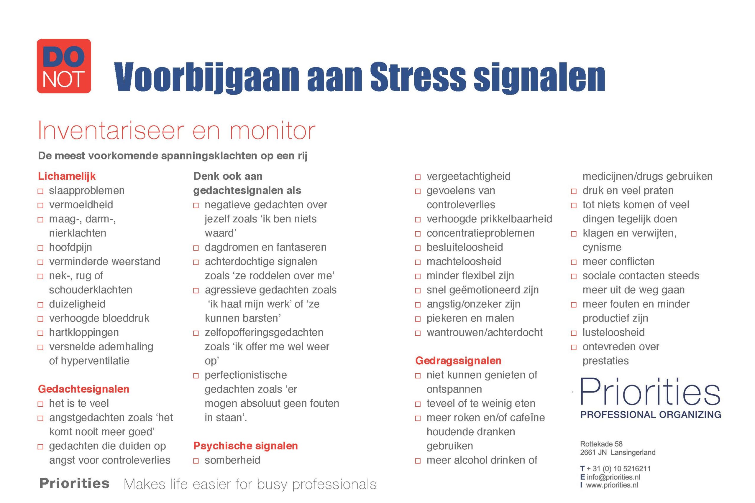 Priorities: Monitor uw Stress Signalen